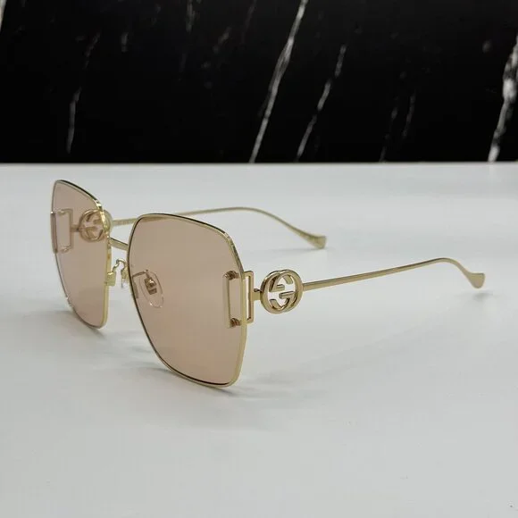 NEW GUCCI GG1207SA 001 GOLD/PINK WOMEN SUNGLASSES GUCCI - Picture 8 of 12